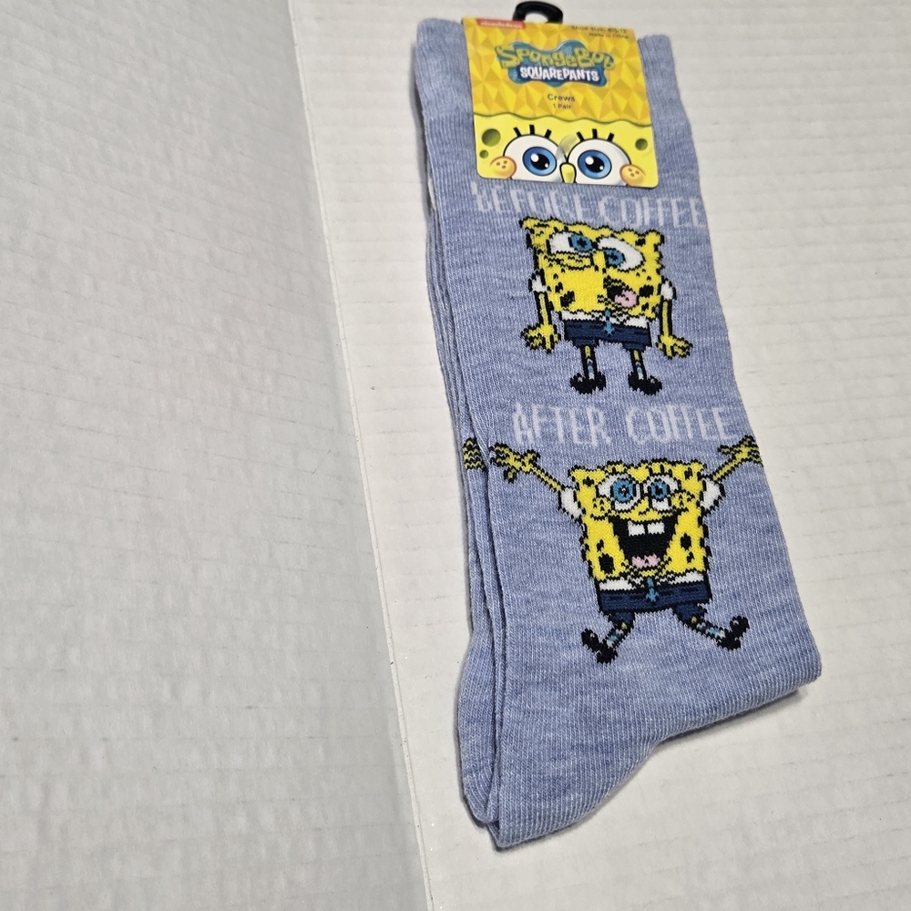 Nickelodeon Sponge Bob Socks, Before Coffee and After Coffee socks  NEW
